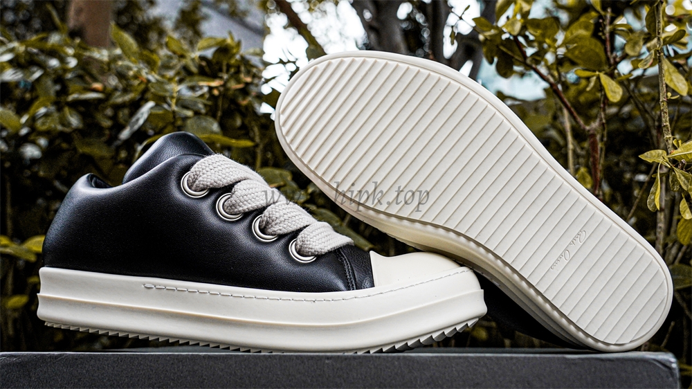 PK GOD Rick Owens Jumbo Lace Padded Sneaks Low Black Milk RETAIL MATERIALS READY TO SHIP