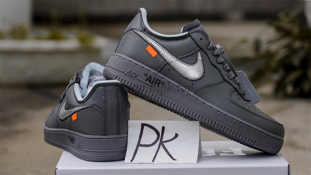 PK5.0 Nike Off-White Air Force 1 Ghost Grey Metallic Silver RETAIL MATERIALS READY TO SHIP