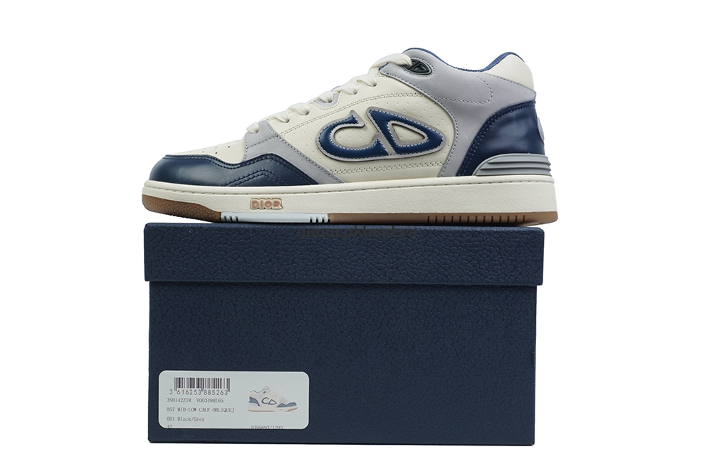 pk god D*or b57 mid-top sneaker dark blue and white retail materials ready to ship