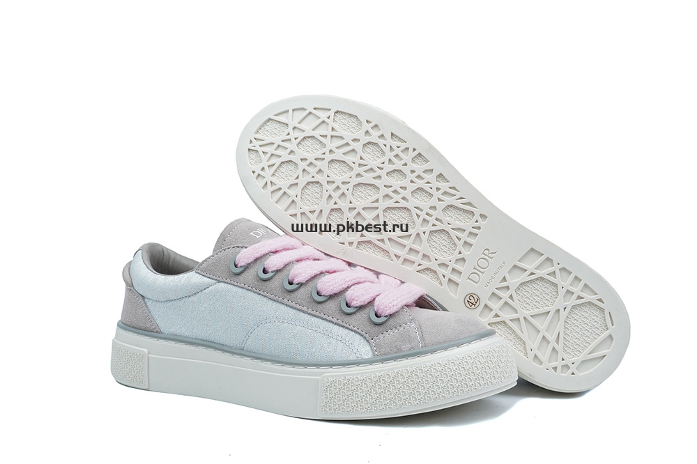 pk god D*or b33 tennis  do  embroidered  canv gray & pink retail materials ready to ship