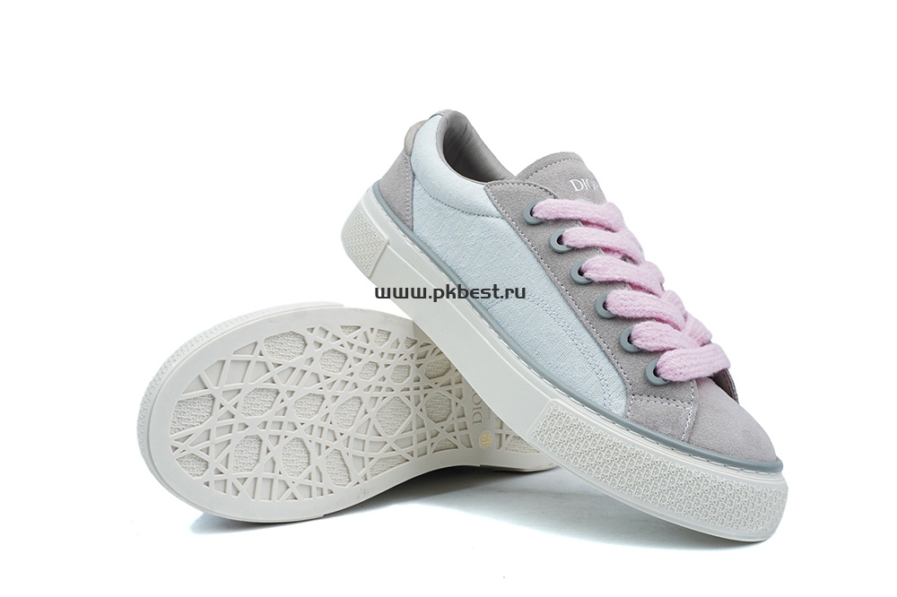 pk god D*or b33 tennis  do  embroidered  canv gray & pink retail materials ready to ship