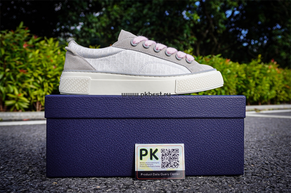 pk god D*or b33 tennis  do  embroidered  canv gray & pink retail materials ready to ship