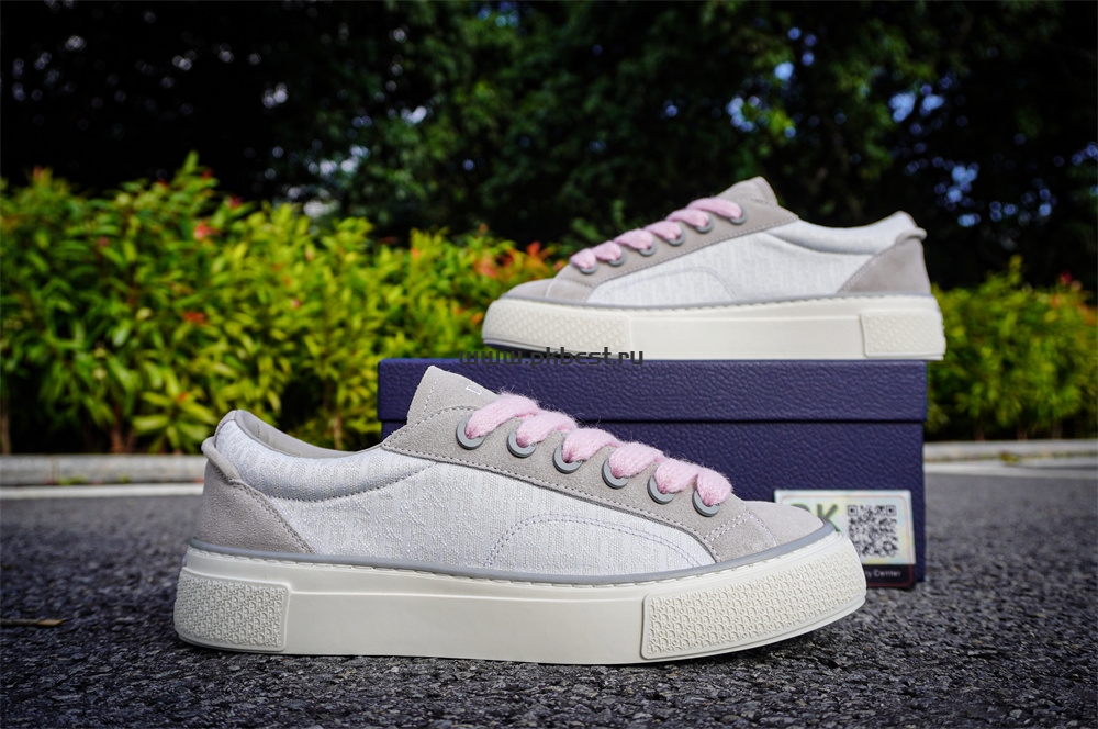 pk god D*or b33 tennis  do  embroidered  canv gray & pink retail materials ready to ship