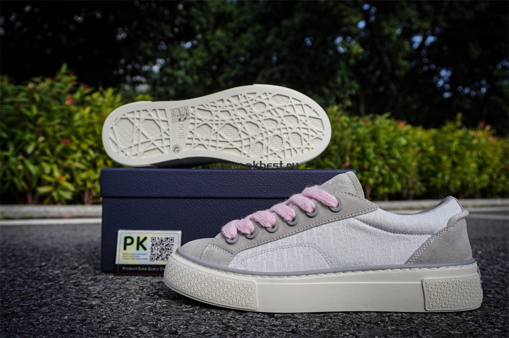 pk god D*or b33 tennis  do  embroidered  canv gray & pink retail materials ready to ship