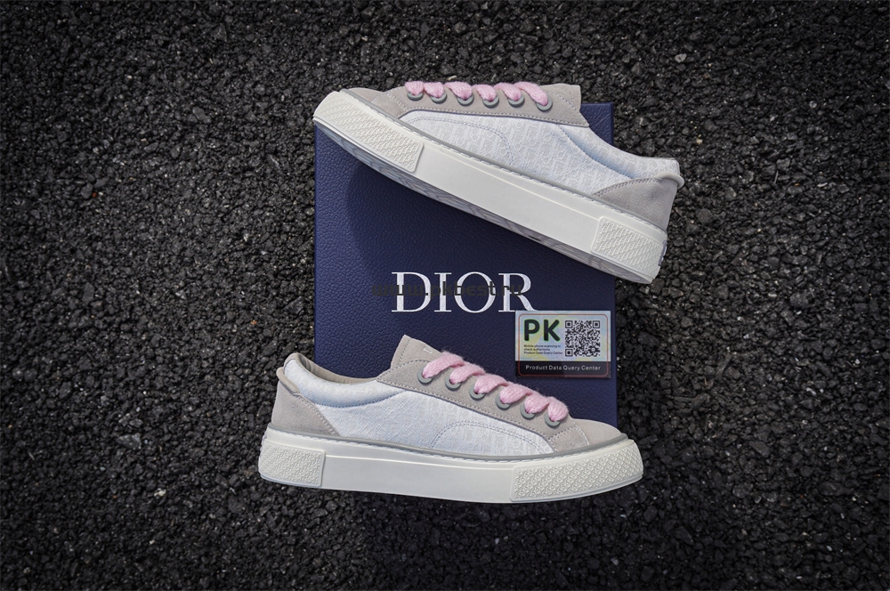 pk god D*or b33 tennis  do  embroidered  canv gray & pink retail materials ready to ship