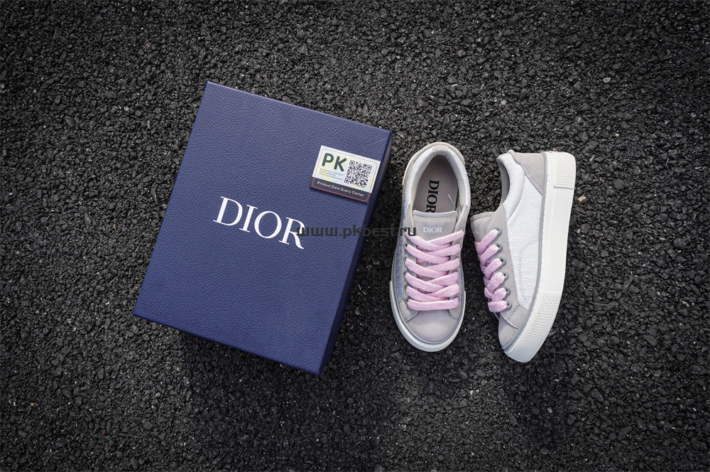 pk god D*or b33 tennis  do  embroidered  canv gray & pink retail materials ready to ship