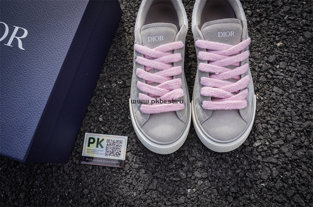 pk god D*or b33 tennis  do  embroidered  canv gray & pink retail materials ready to ship