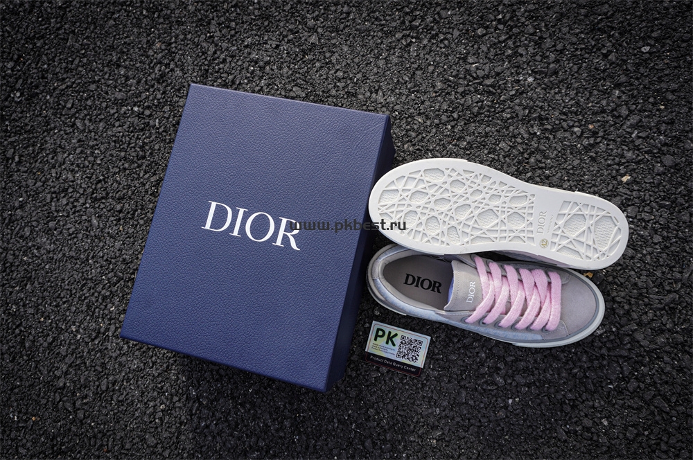 pk god D*or b33 tennis  do  embroidered  canv gray & pink retail materials ready to ship