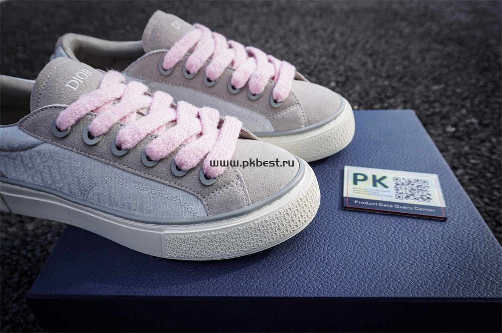 pk god D*or b33 tennis  do  embroidered  canv gray & pink retail materials ready to ship