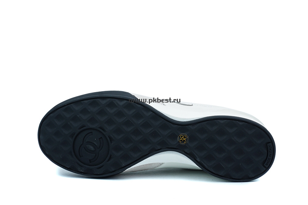 pk god Ch*el shiny calfskin suede quilted cc logo sneakers white retail materials ready to ship