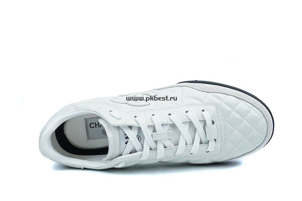 pk god Ch*el shiny calfskin suede quilted cc logo sneakers white retail materials ready to ship