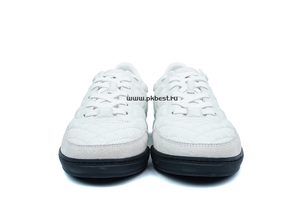 pk god Ch*el shiny calfskin suede quilted cc logo sneakers white retail materials ready to ship