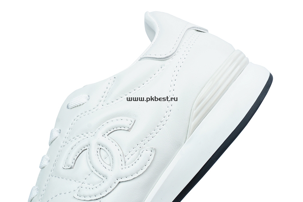 pk god Ch*el shiny calfskin suede quilted cc logo sneakers white retail materials ready to ship