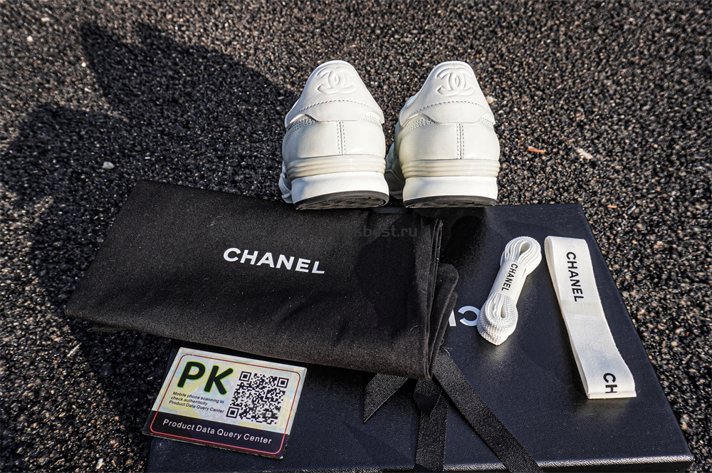 pk god Ch*el shiny calfskin suede quilted cc logo sneakers white retail materials ready to ship