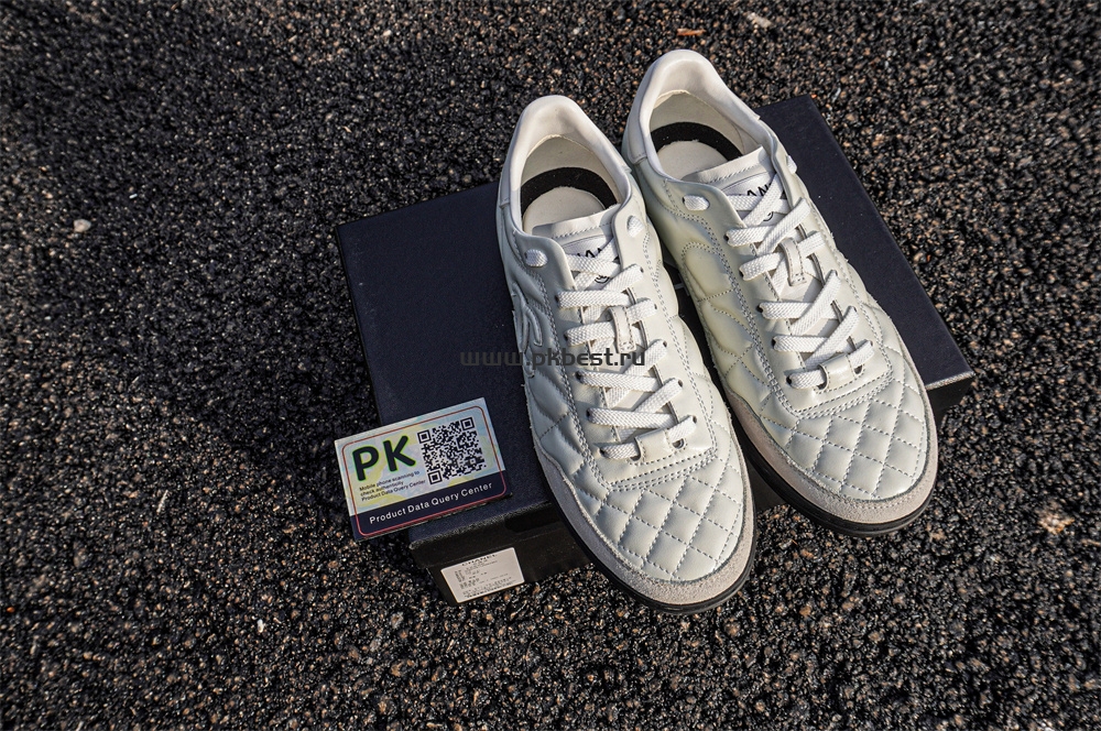 pk god Ch*el shiny calfskin suede quilted cc logo sneakers white retail materials ready to ship